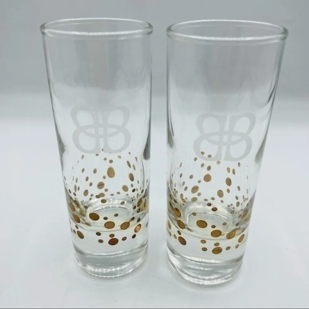 Tall Shot Glasses Baileys Irish Cream Gift | 2 oz - 2 pc Set | Clear / Gold